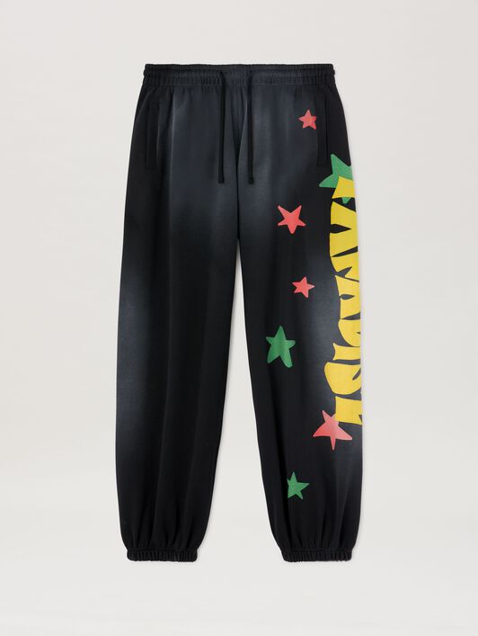 PALM ANGELS  Paradise Sweatpants BLACK - YELLOW PMCH02CS25FLE001