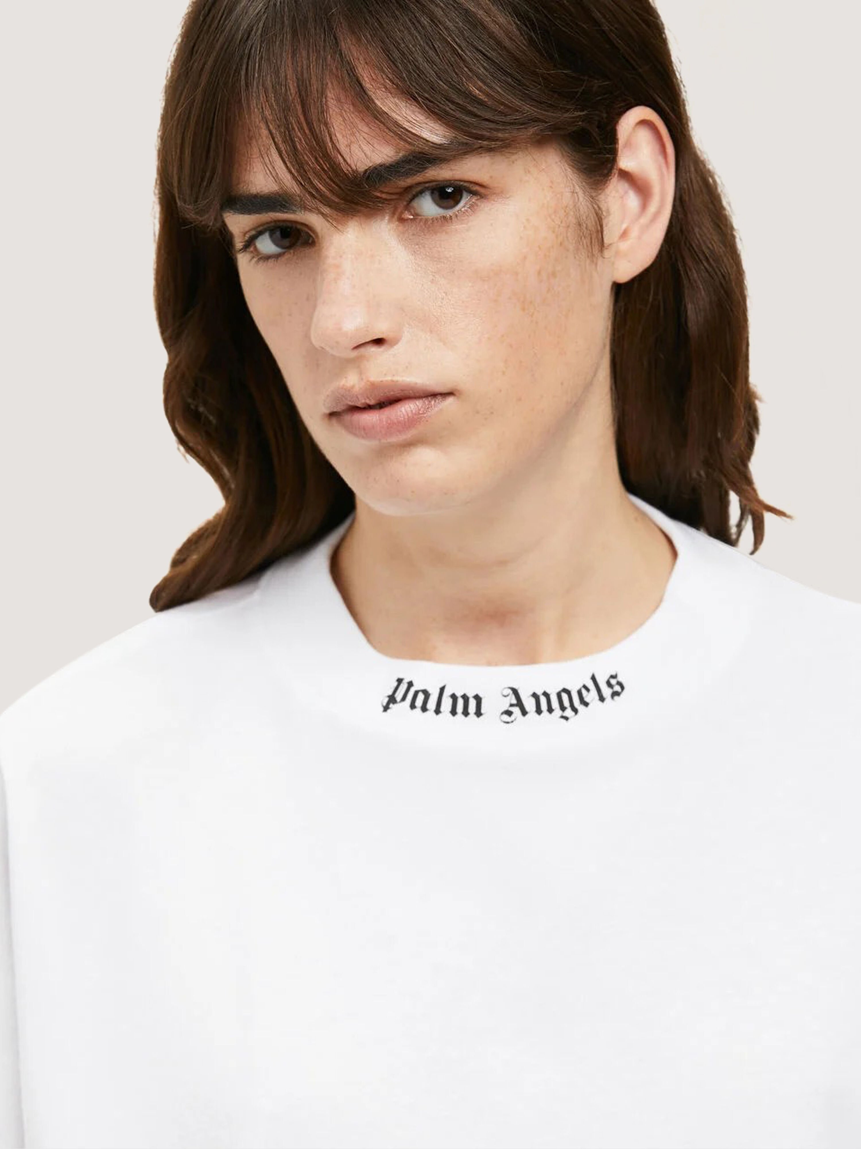 PALM ANGELS  CLASSIC LOGO OVER TEE WHITE BLACK PWAA023C99JER002