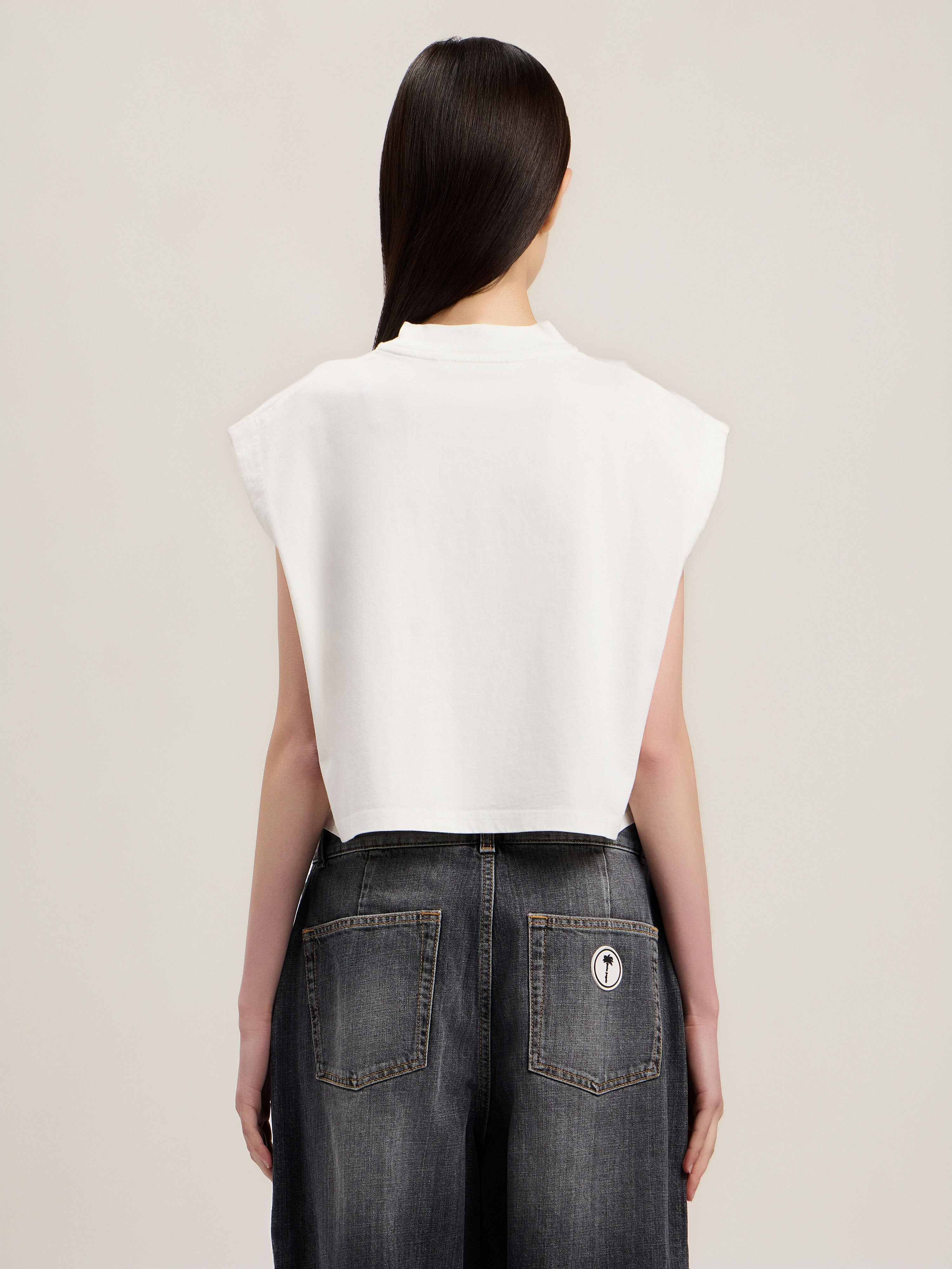 Bear Boxy Tank Top PALM ANGELS Bear Boxy Tank Top OFF WHITE BROWN PWAC022S26JER002