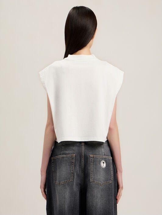 Bear Boxy Tank Top PALM ANGELS Bear Boxy Tank Top OFF WHITE BROWN PWAC022S26JER002