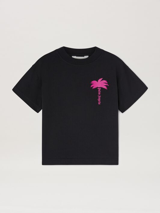 PALM ANGELS  The Palm T-Shirt BLACK FUCHSIA FLUO PGAA002S25JER001