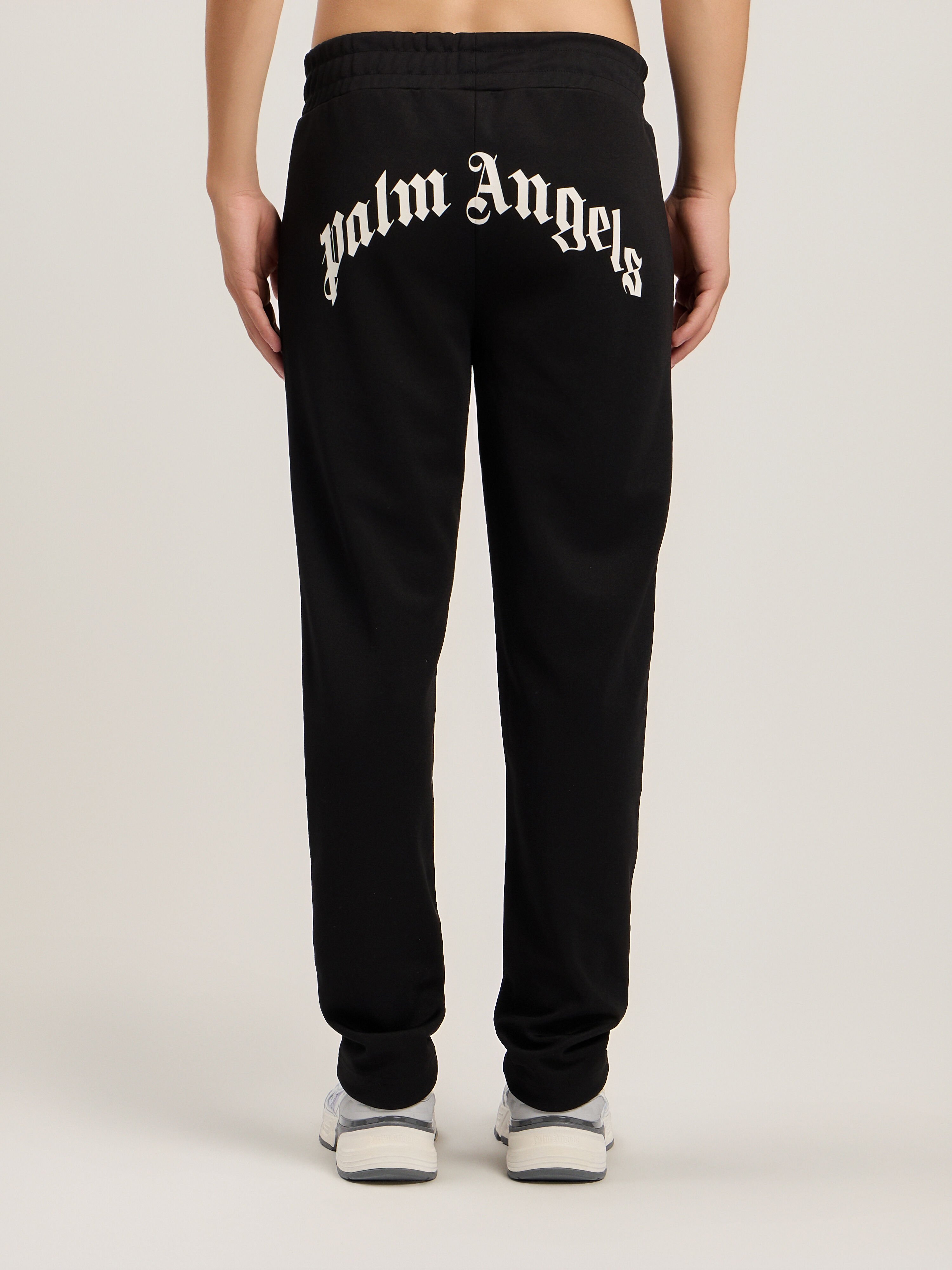 Back Curved Logo Track Pants in BLACK OFF WHITE for Men | Palm Angels®