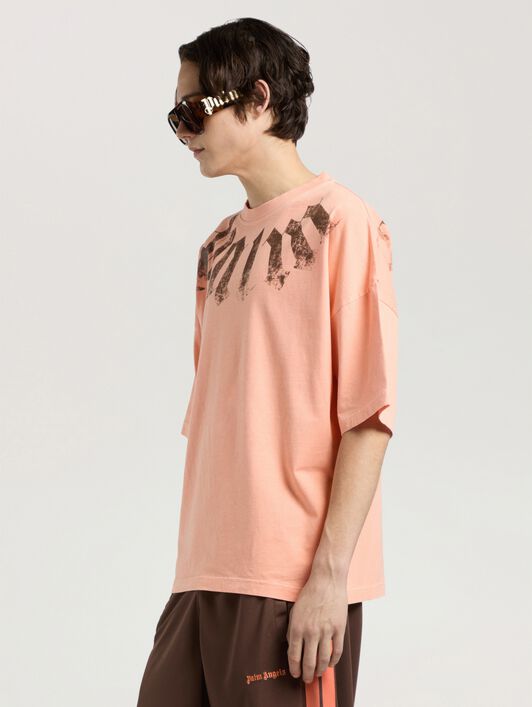PALM ANGELS Big Neck Logo Loose Tee PEACH ORANGE - BROWN PAMAA03F26JR01