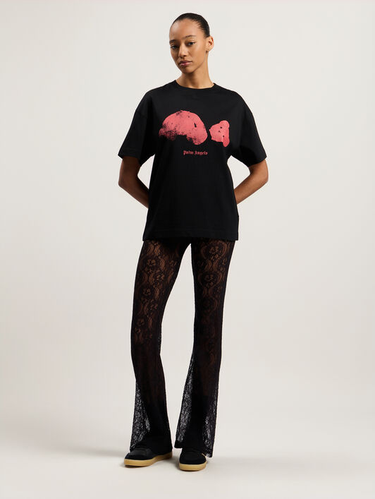 PALM ANGELS Spray Broken Bear T-Shirt Black/Pink PMAA109T26JER002