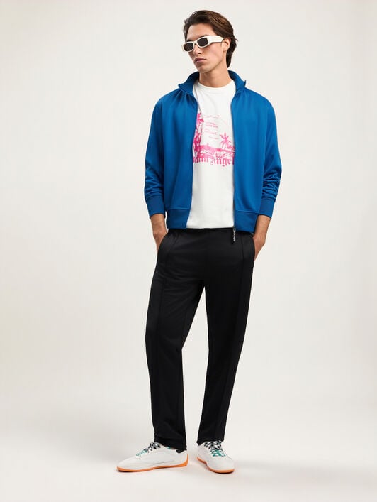 PALM ANGELS Curved Logo Track Jacket COBALT BLUE BLACK PMBD089S26FAB001