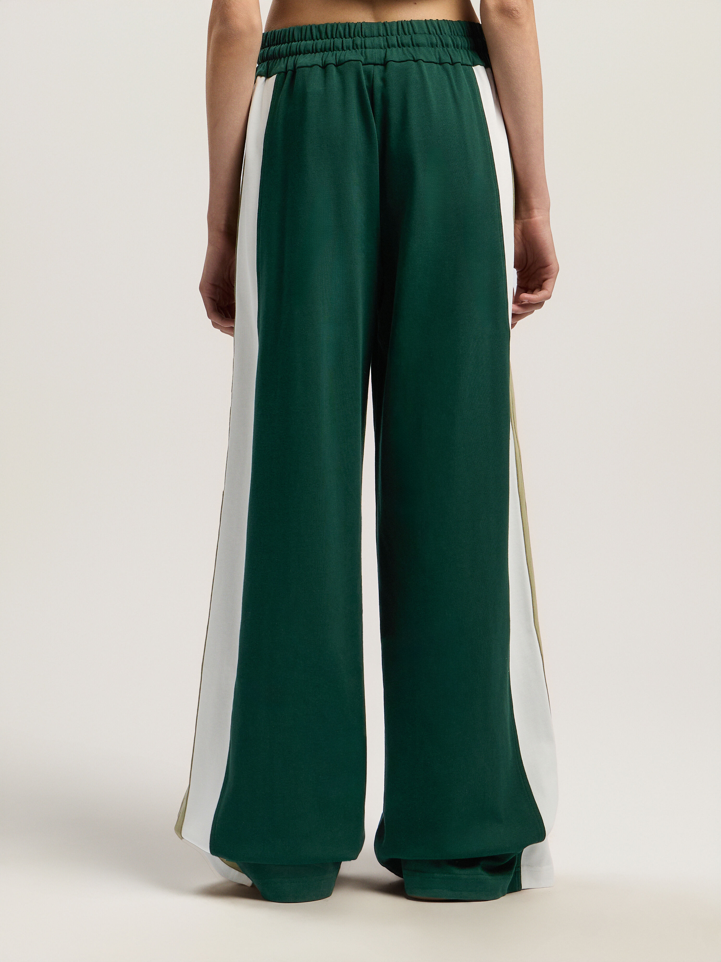 PALM ANGELS Monogram Colorblock Sweatpant DARK GREEN - OFF WHITE PWCH028F25FAB001