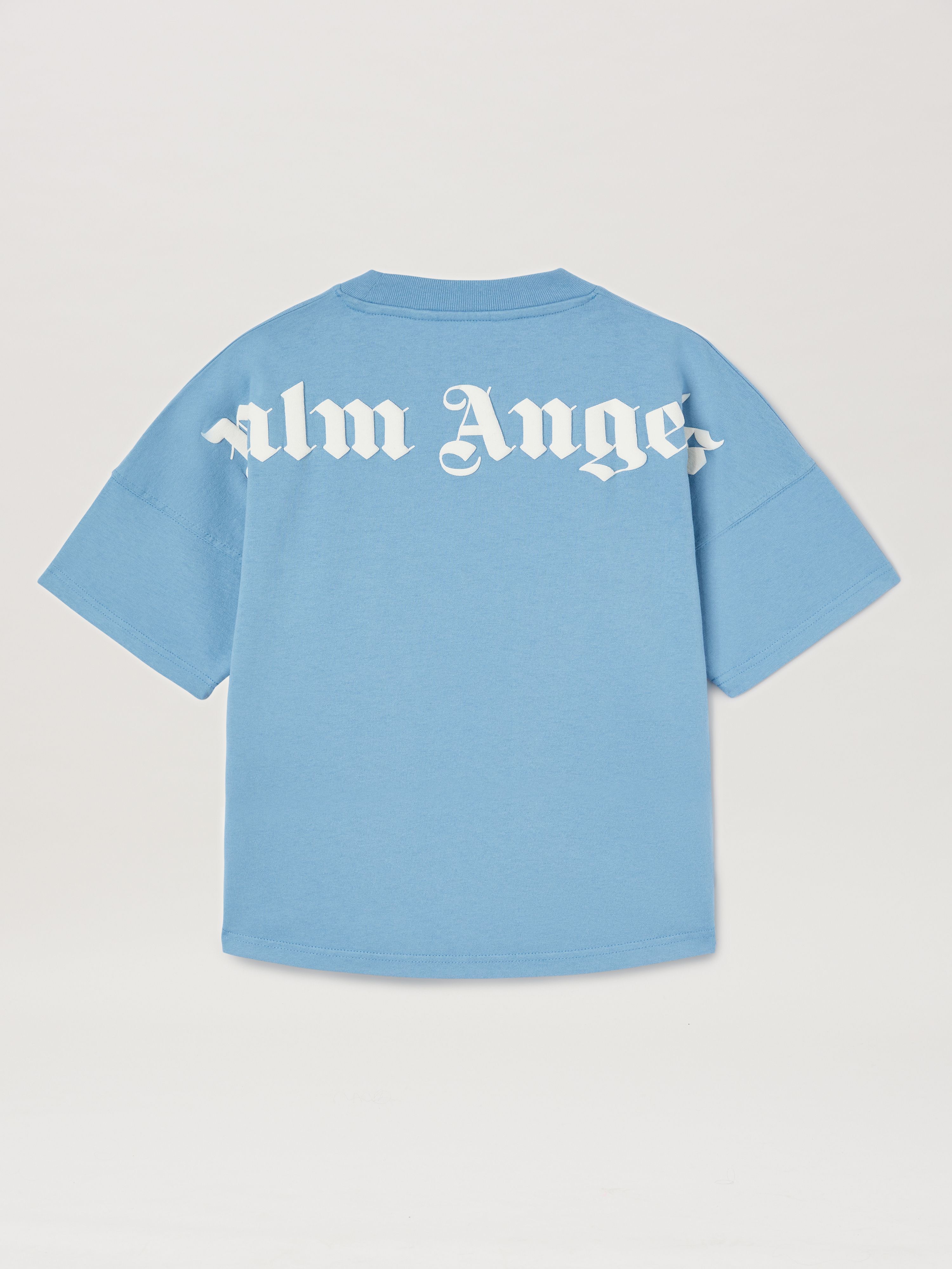PALM ANGELS  T-Shirt mit klassischem Logo DUSTY BLUE OFF WHITE PBAA002C99JER002