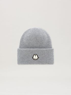 PALM ANGELS  ribbed beanie Moncler x Palm Angels GREY - WHITE PMLC033T25KNI001