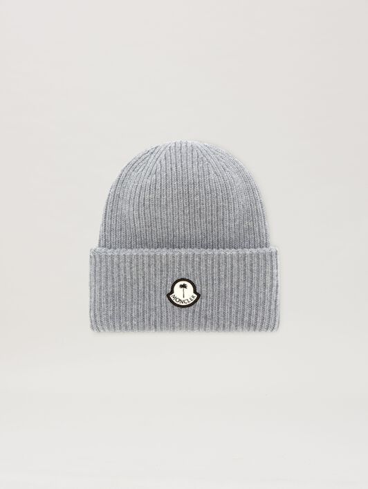 PALM ANGELS  ribbed beanie Moncler x Palm Angels GREY - WHITE PMLC033T25KNI001