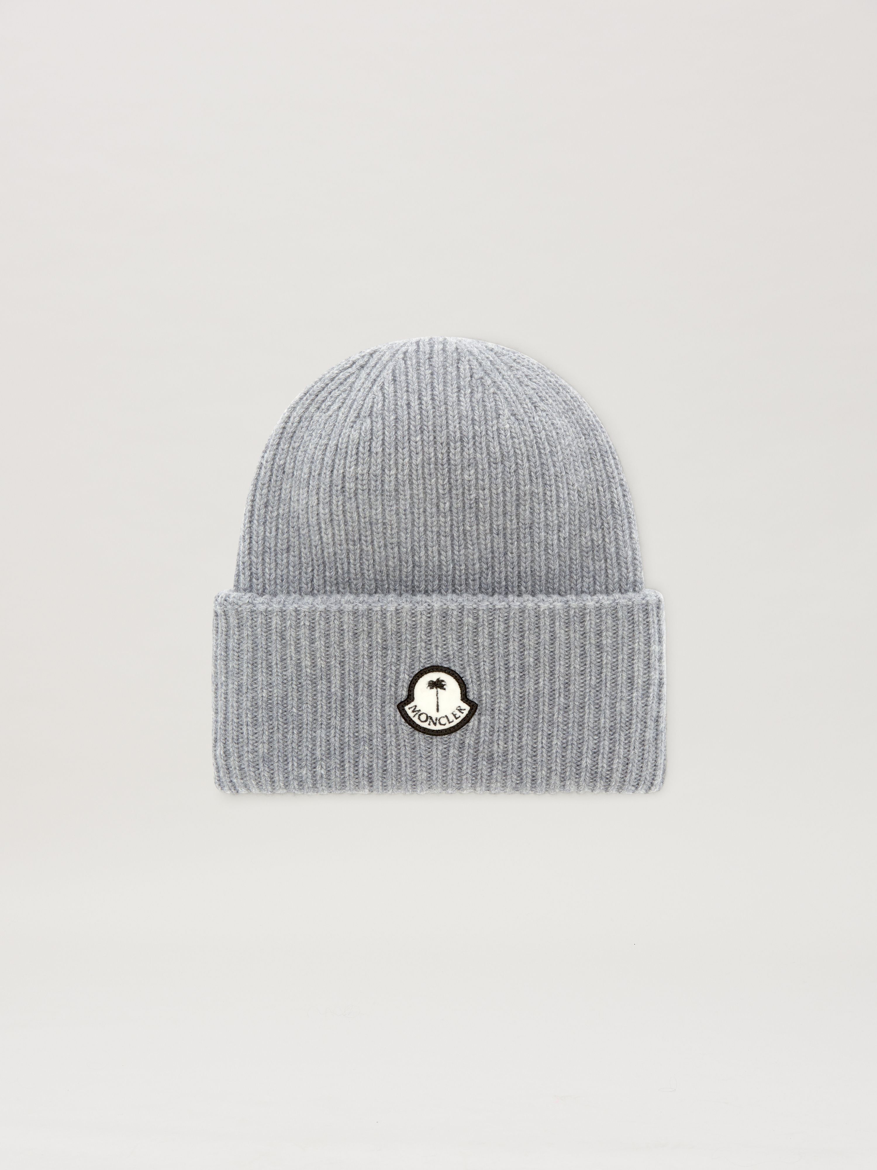 PALM ANGELS  ribbed beanie Moncler x Palm Angels GREY - WHITE PMLC033T25KNI001