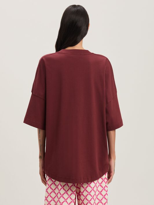 PALM ANGELS  College oversize T-shirt BURGUNDY - IVORY PWAA023S25JER003