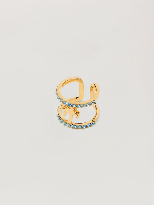 Strass Palm Ring PALM ANGELS Strass Palm Ring GOLD - LIGHT BLUE PWOC02CF25MAT001