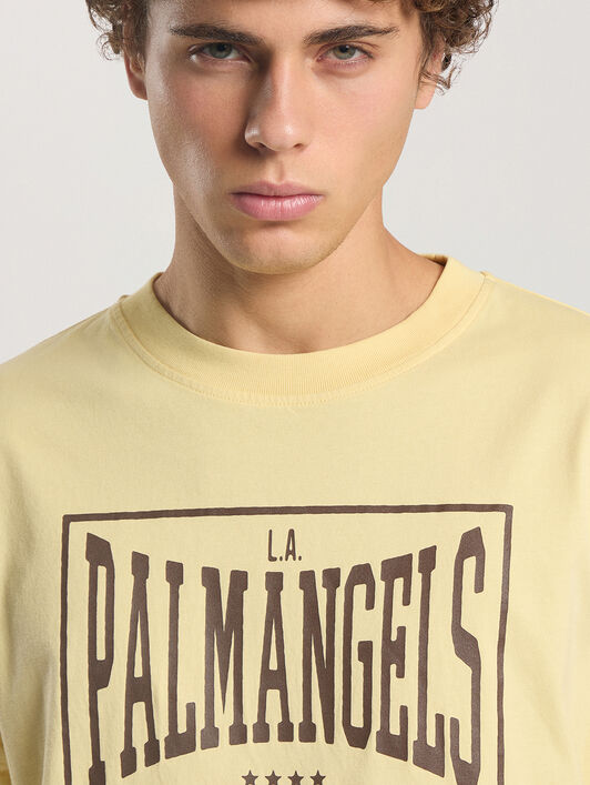 PALM ANGELS Vintage Box Logo Loose T-Shirt LIGHT YELLOW - BROWN PAMAA03F26JR04