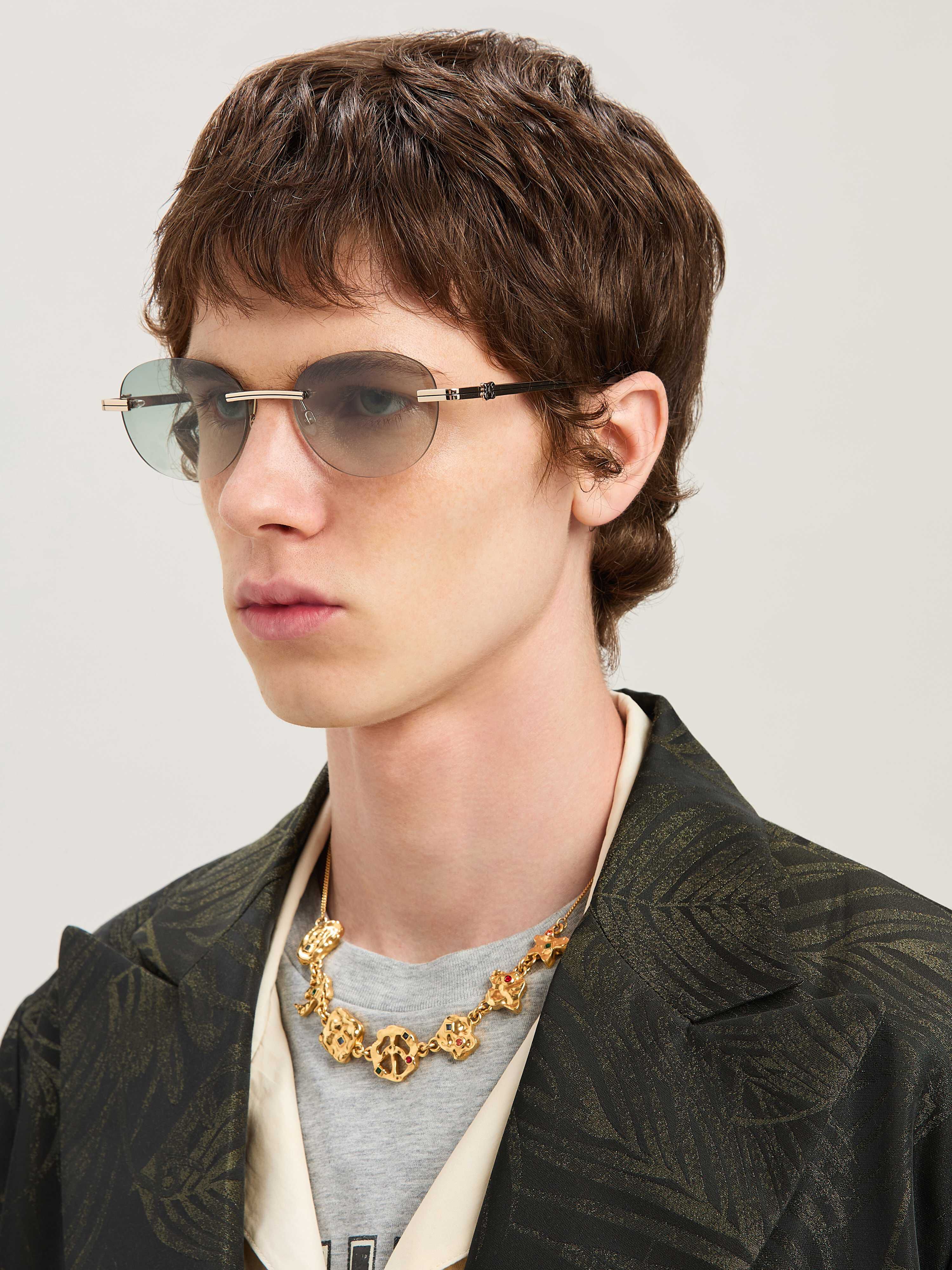 PALM ANGELS  Crystal sunglasses GOLD GRADIENT GREEN PERI10HS25MET001