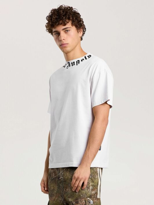 Neck Logo Regular T-Shirt PALM ANGELS Neck Logo Regular T-Shirt OFF WHITE - BLACK PAMAA01F26JR01