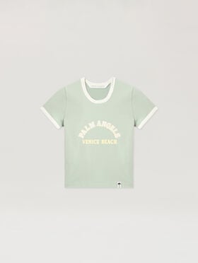PALM ANGELS Cali Vibes Vintage Slim T-Shirt SAGE - LIGHT YELLOW PAWAA04F26JR03