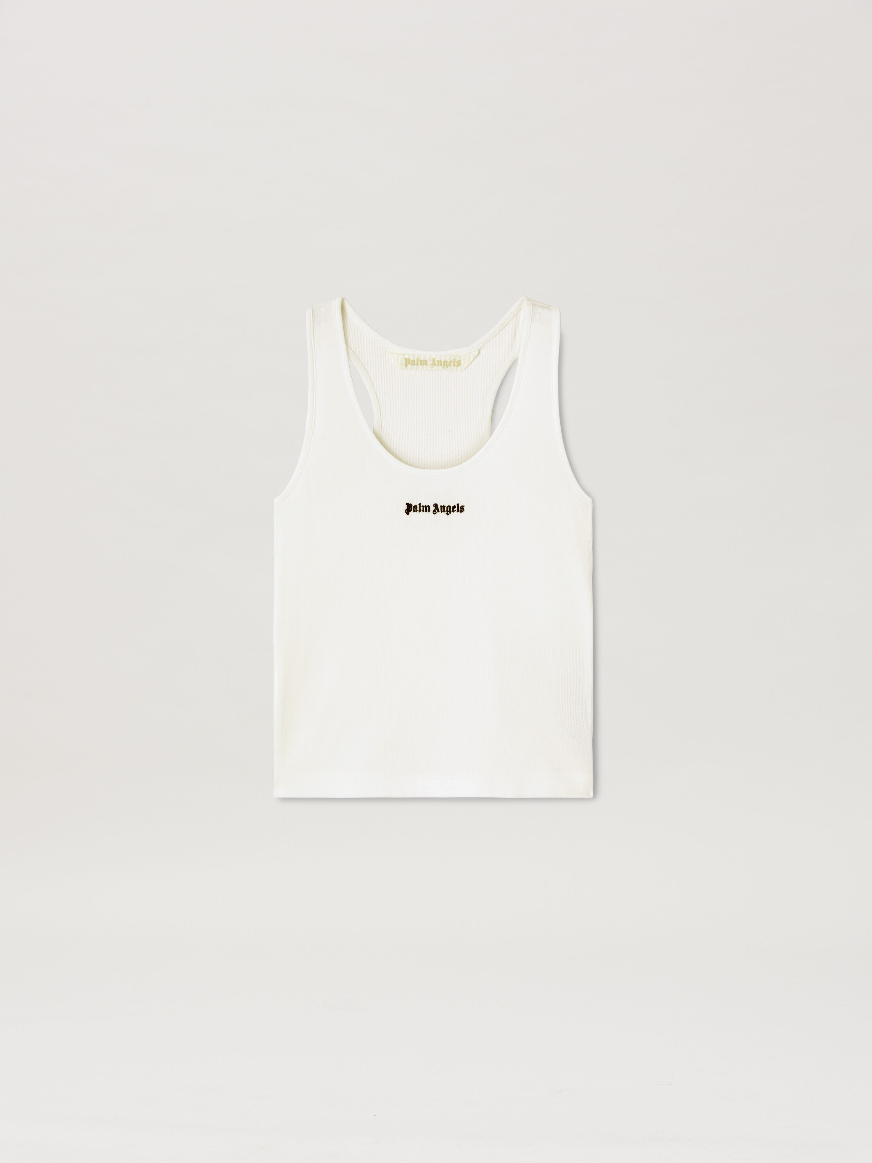 PALM ANGELS Classic Logo Rib Tank WHITE BLACK PWAC020C99FAB001