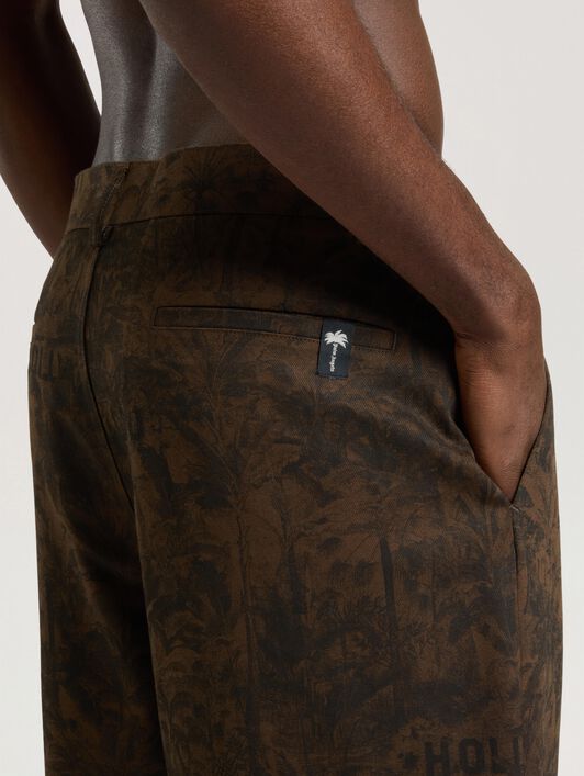 PALM ANGELS Starleaf All-Over Loose Pants BROWN - BLACK PAMCA03W26FB04