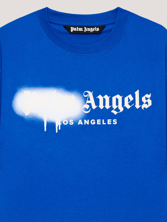 PALM ANGELS Spray City Los Angeles T-Shirt Blu/White PMAA109T26JER001