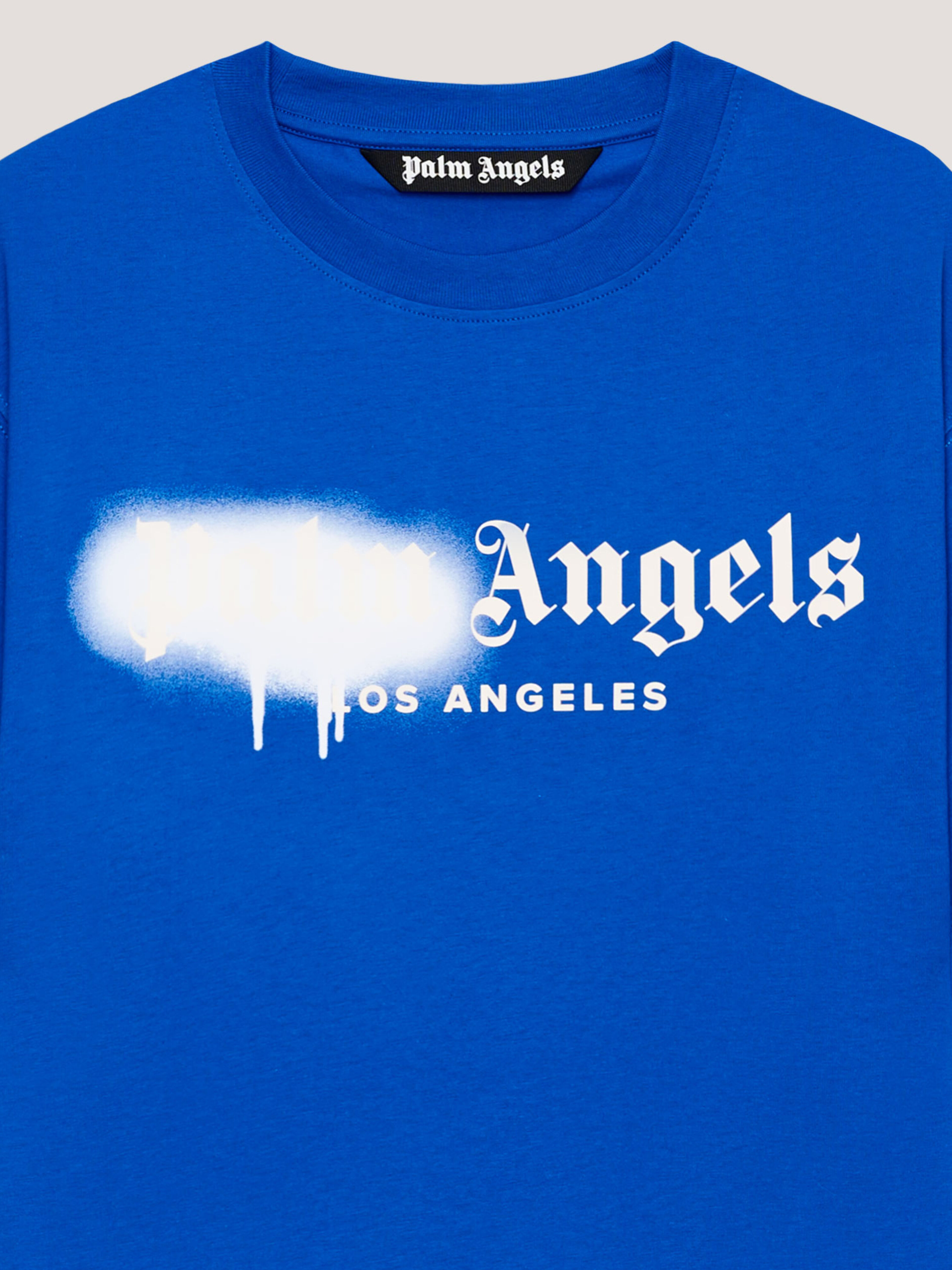 PALM ANGELS Spray City Los Angeles T-Shirt Blu/White PMAA109T26JER001