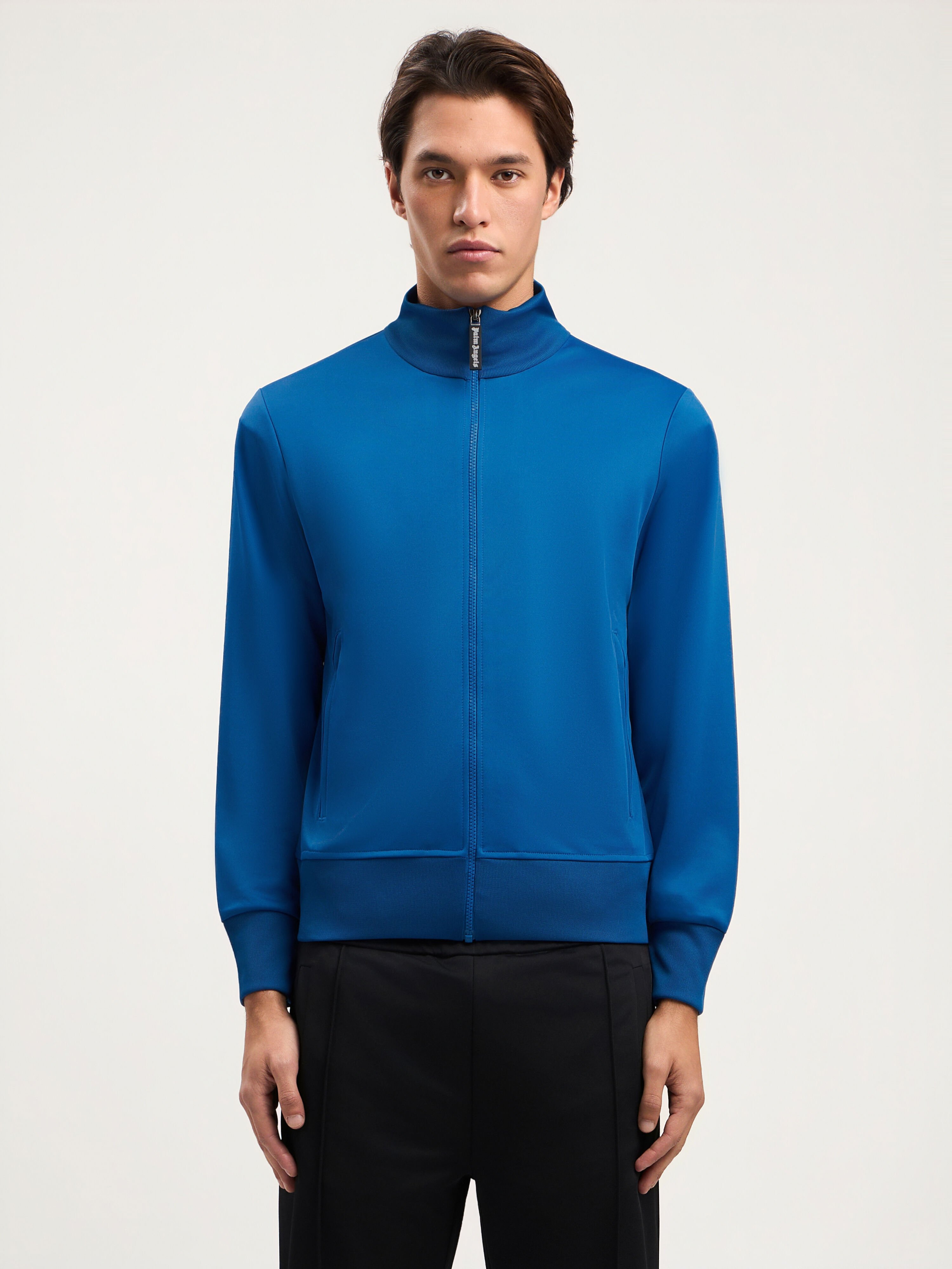 PALM ANGELS Curved Logo Track Jacket COBALT BLUE BLACK PMBD089S26FAB001