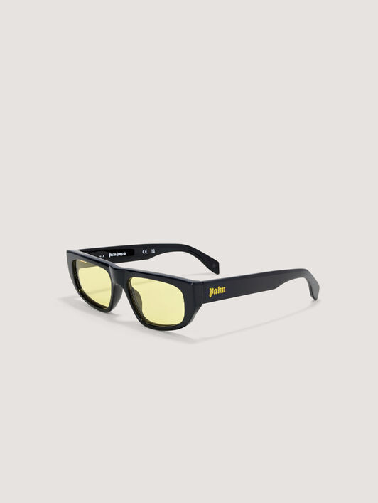 PALM ANGELS Ventura Yellow Lens Sunglasses SHINY BLACK PA1024101854