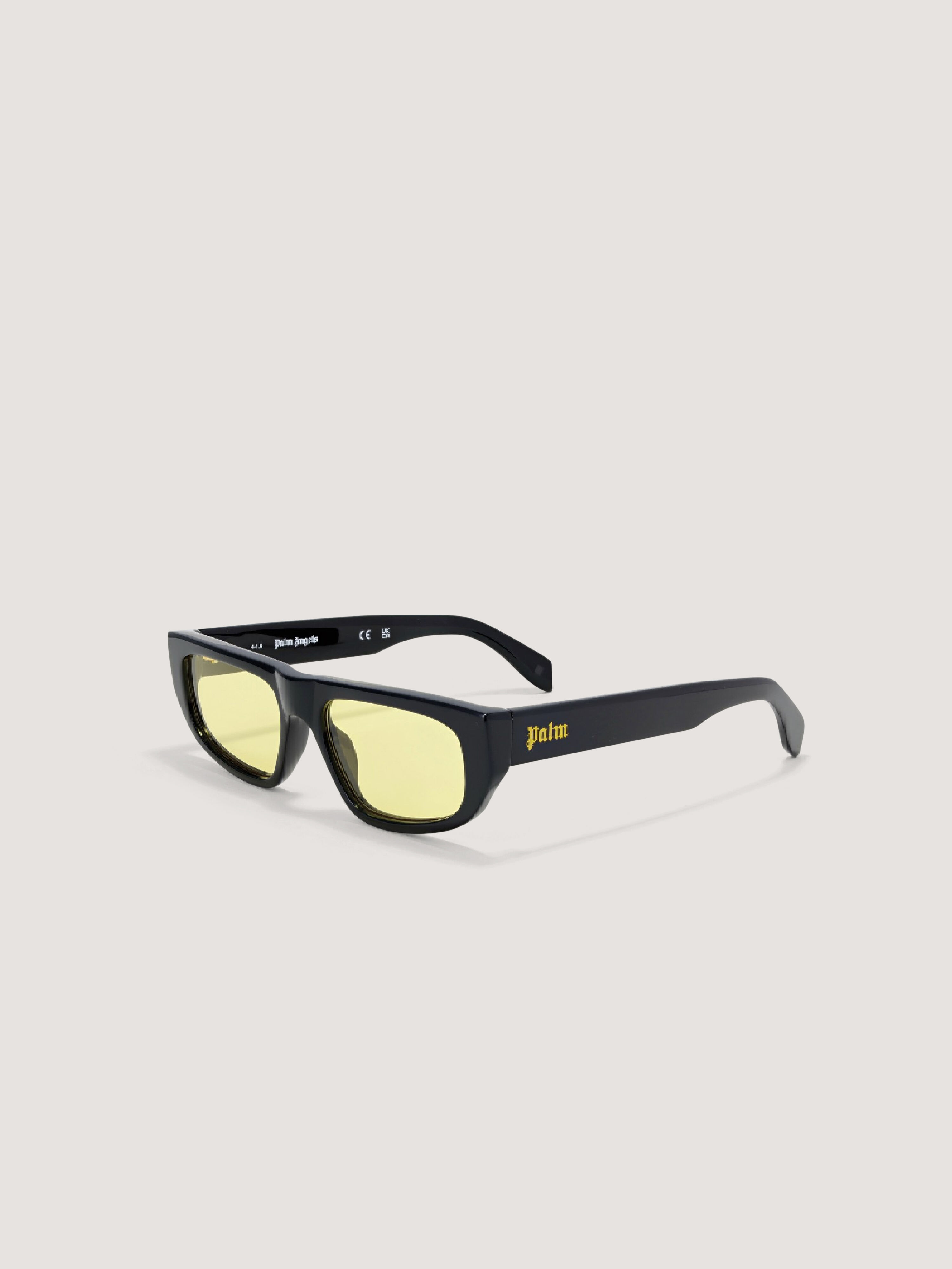 PALM ANGELS Ventura Yellow Lens Sunglasses SHINY BLACK PA1024101854