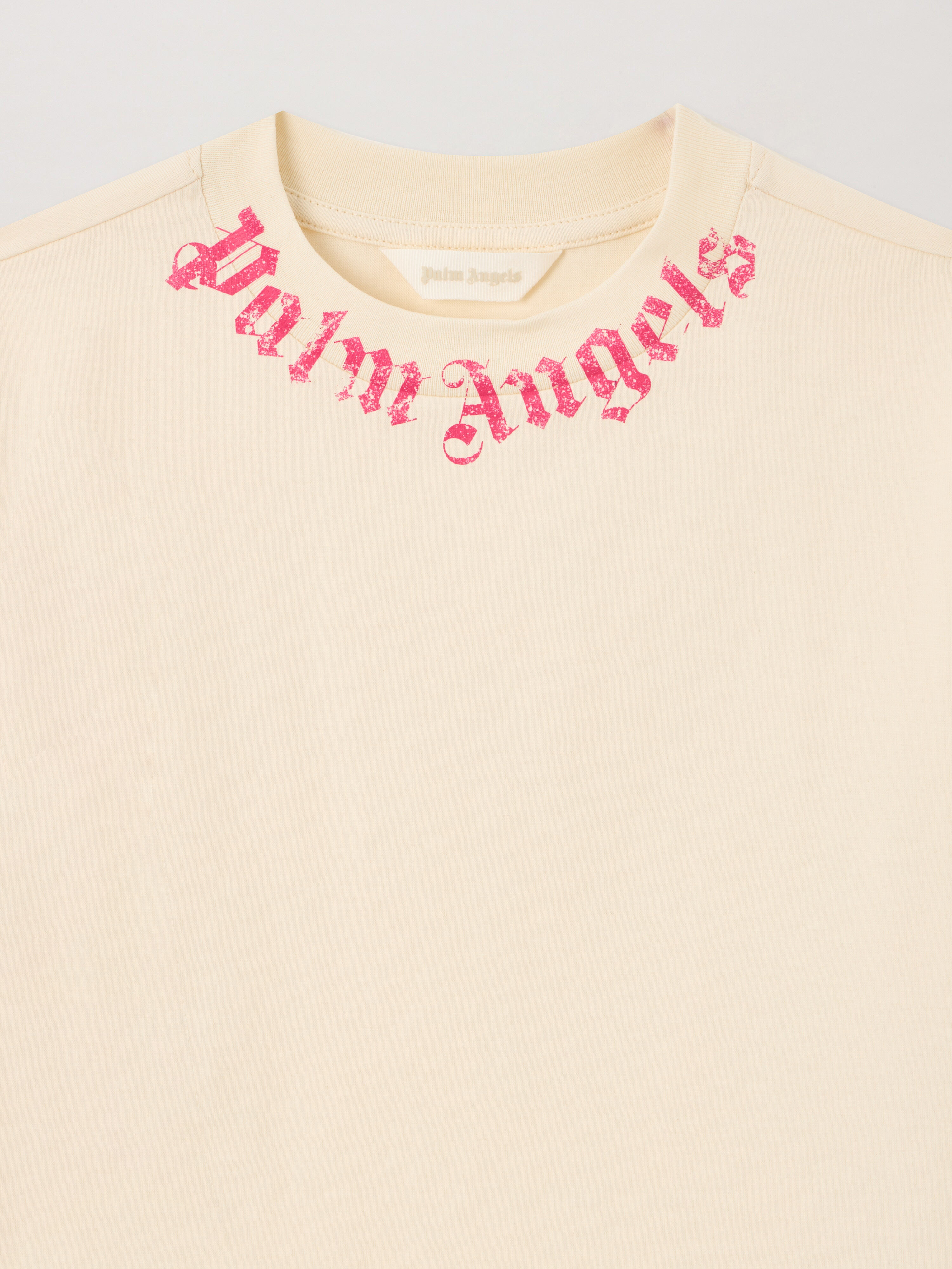 PALM ANGELS Neck Logo Brushed T-Shirt OFF WHITE PGAA002S26JER005