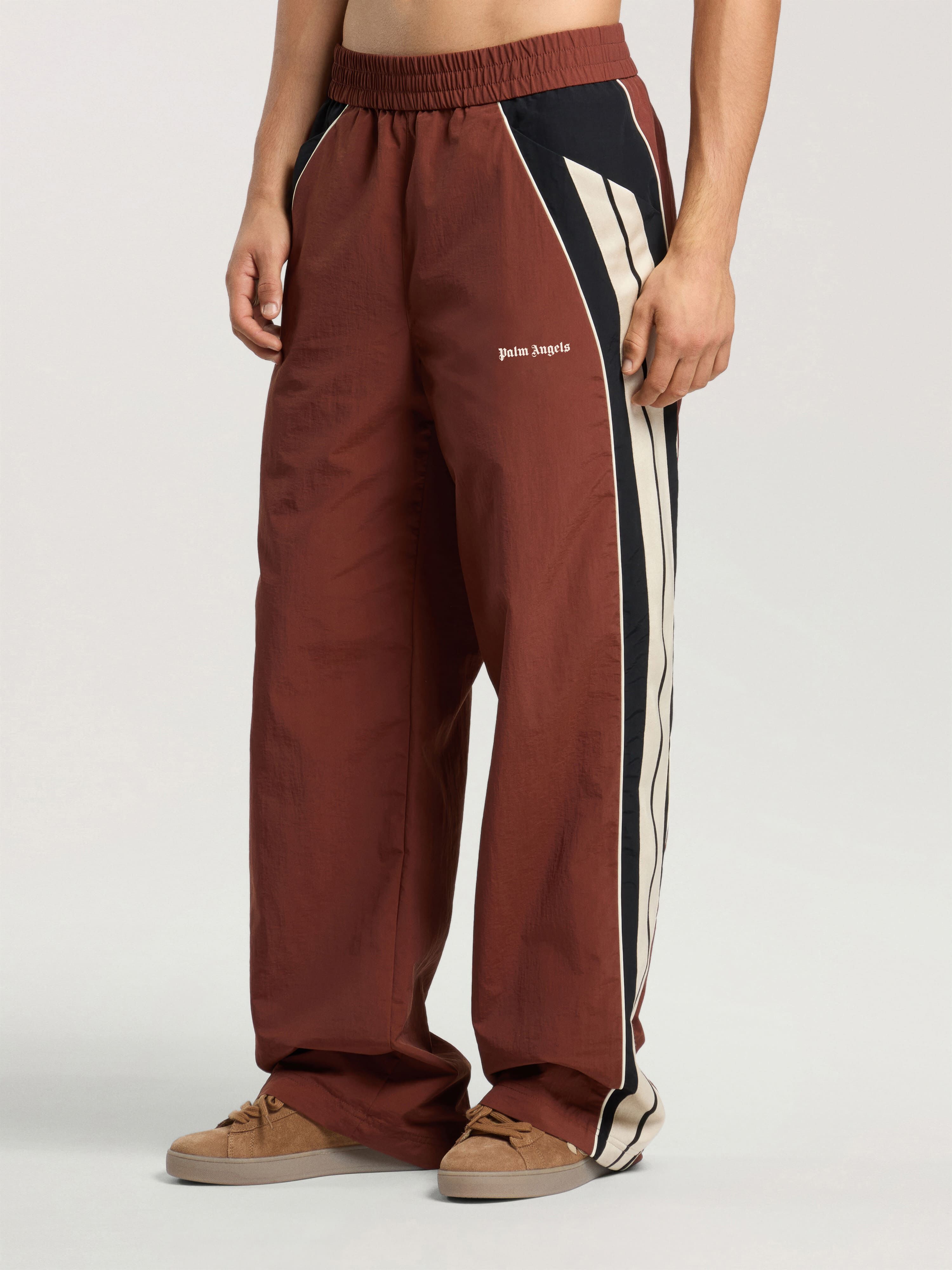 Hollywood Nylon Track Pants PALM ANGELS Hollywood Nylon Track Pants BROWN - BLACK PAMCA02F26FB01