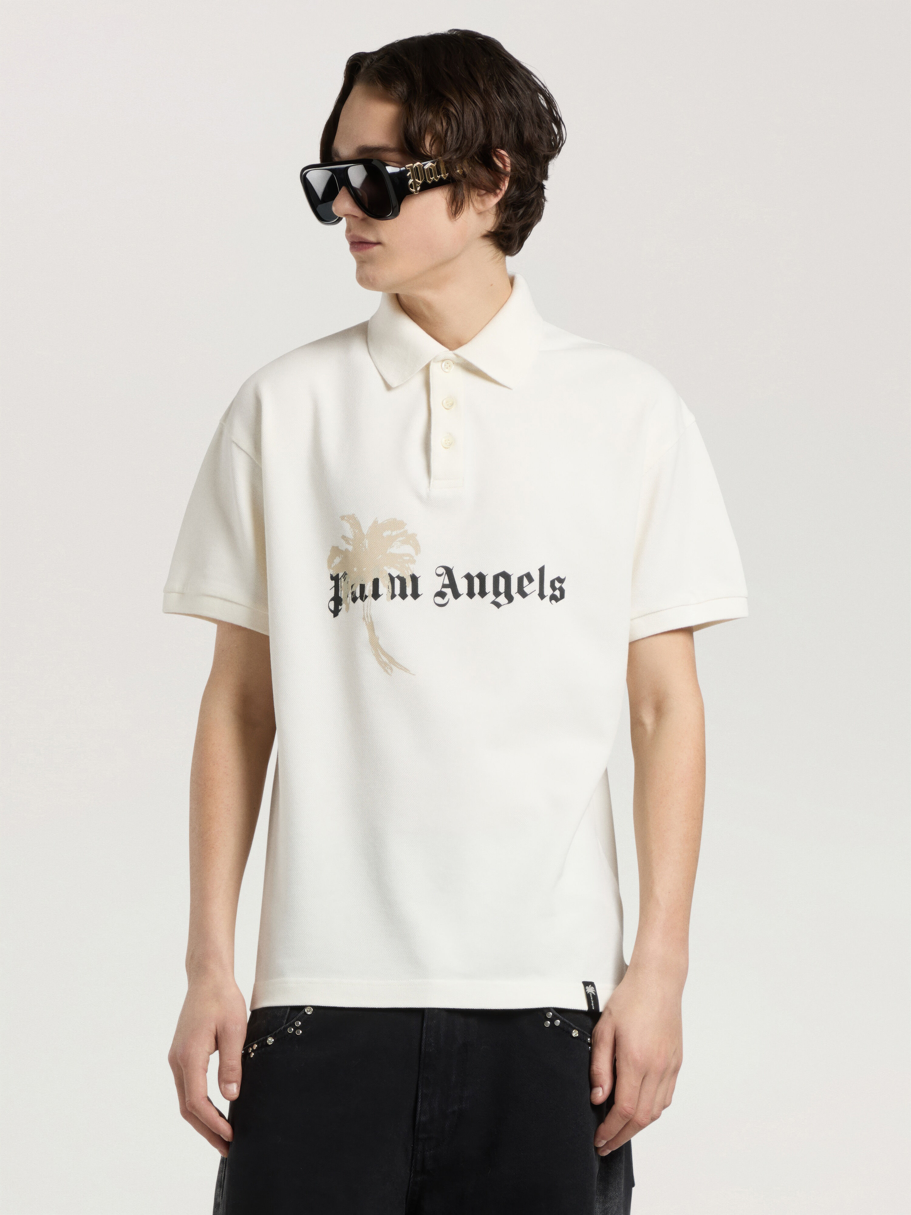 Palm Drift Polo S/S PALM ANGELS Palm Drift Polo S/S OFF WHITE - BLACK PAMGB02W26FB06