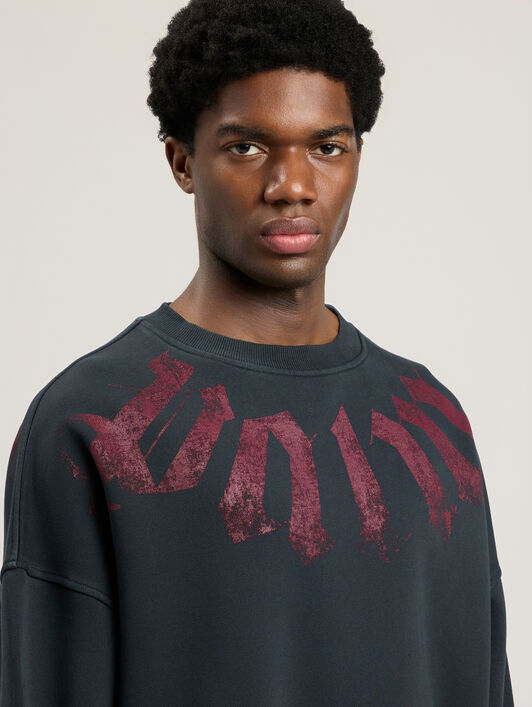 PALM ANGELS Big Neck Logo Loose Sweatshirt BLACK BURGUNDY PMBA08JS26FLE001