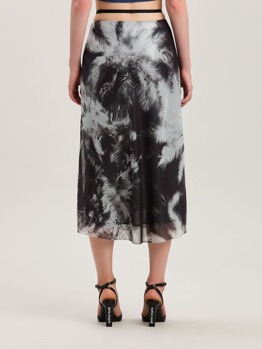 PALM ANGELS  Blueprint palms skirt BLACK - OFF WHITE PWCW005S25FAB001