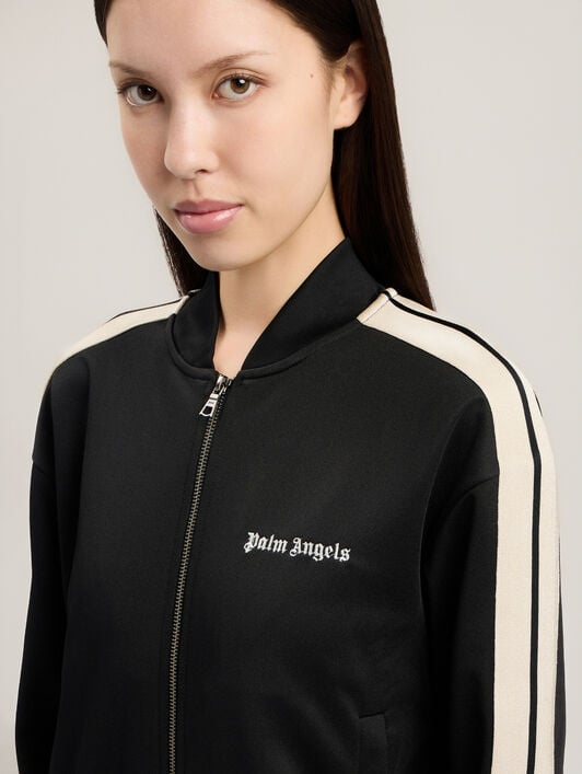 PALM ANGELS Classic Logo Track Bomber Jacket BLACK OFF WHITE PWBD050S26FAB001