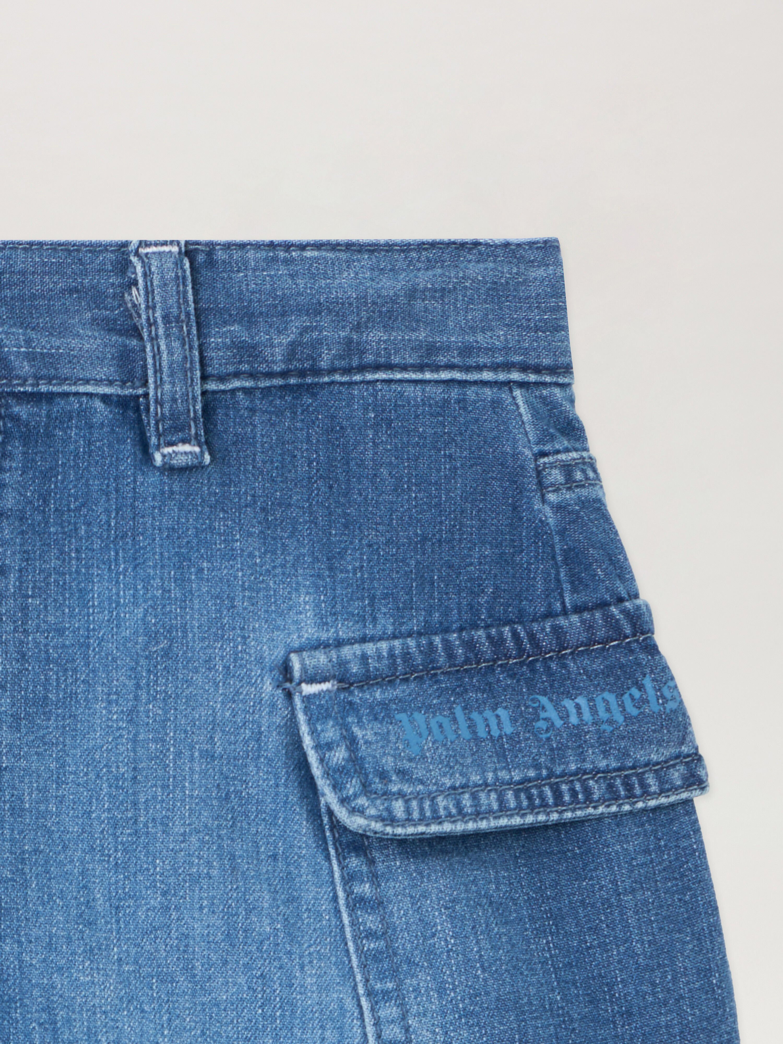 PALM ANGELS Cargo Mini Skirt Chambray CELESTE/LIGHT BLUE PGYF002S26DEN001