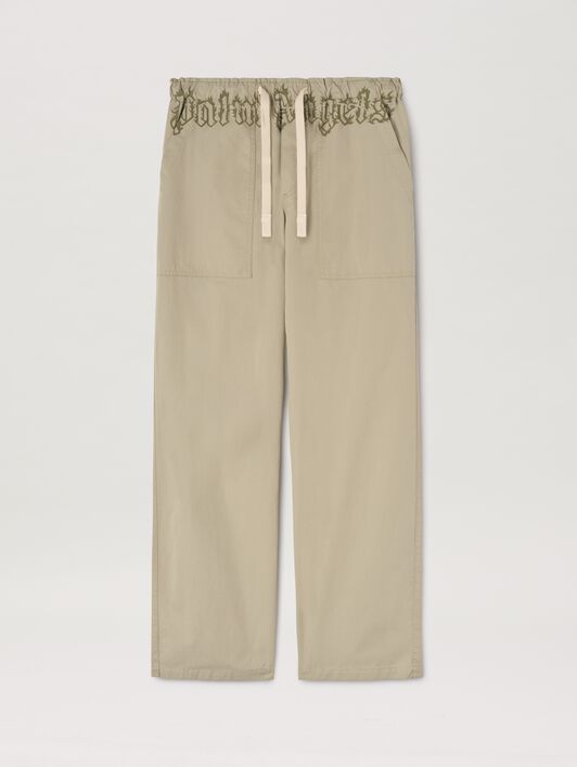 PALM ANGELS  Flame logo sweat pants BEIGE - MILITARY GREEN PMCA117S25FAB002