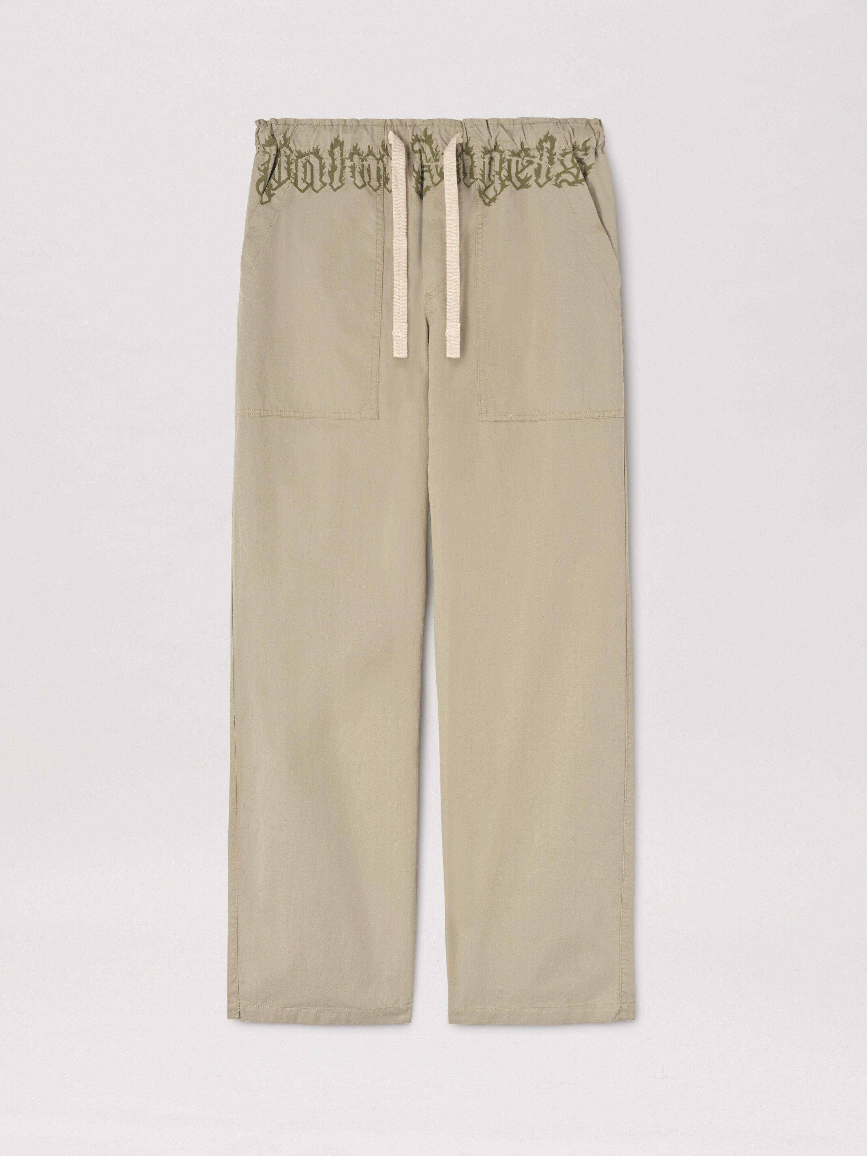 PALM ANGELS  Flame logo sweat pants BEIGE - MILITARY GREEN PMCA117S25FAB002
