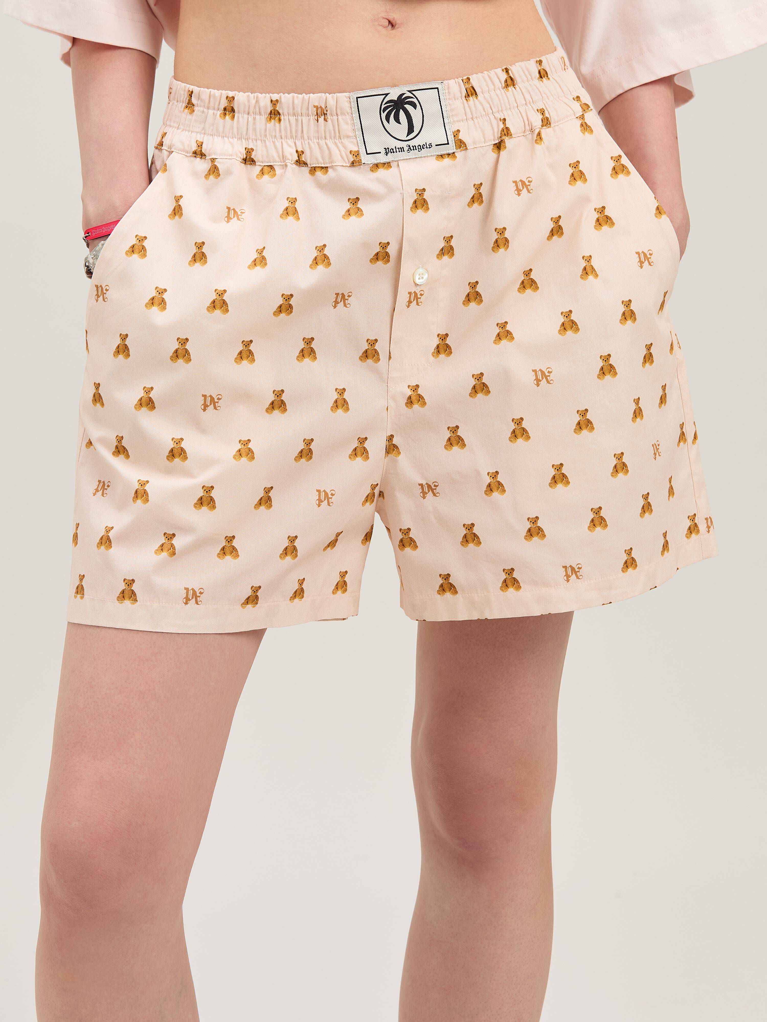 PALM ANGELS  Bear and Monogram Shorts SOFT PINK - BROWN PWCB056S25FAB002