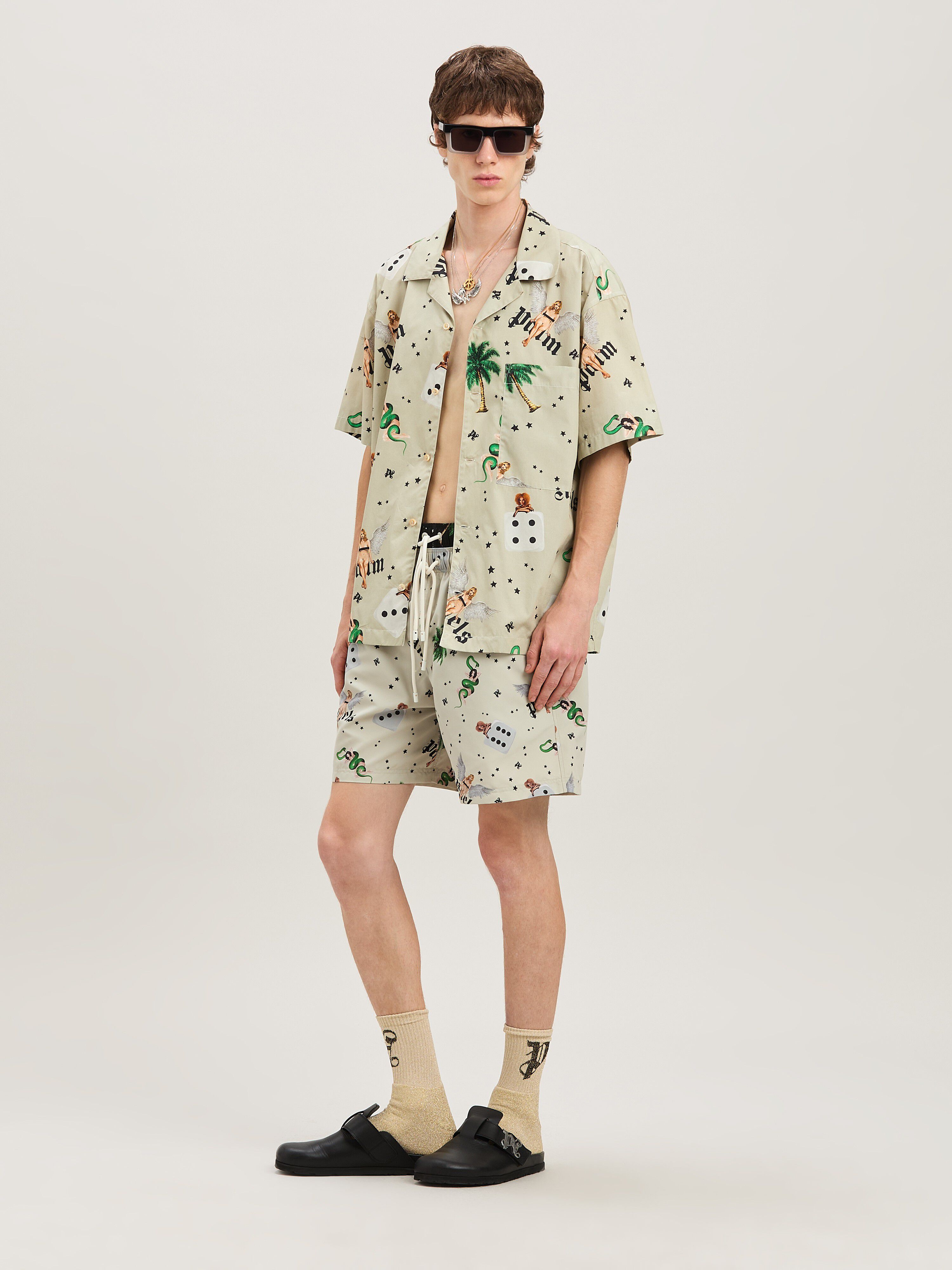 PALM ANGELS  Pin up bowling shirt IVORY - MULTICOLOR PMGG00AS25FAB005