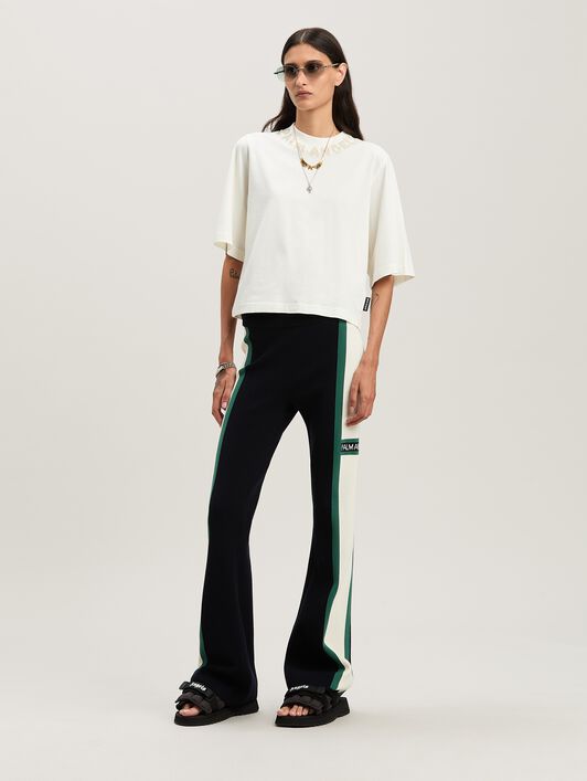 PALM ANGELS  Block logo cropped T-shirt OFF WHITE - IVORY PWAA020S25JER003
