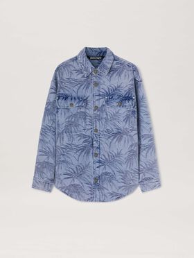 PALM ANGELS  Palm jacqured denim shirt LIGHT BLUE - OFF WHITE PMGE043S25FAB003