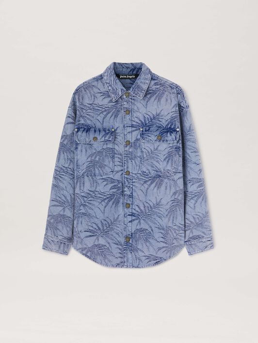 PALM ANGELS  Palm jacqured denim shirt LIGHT BLUE - LIGHT BLUE PMYD024S25DEN001