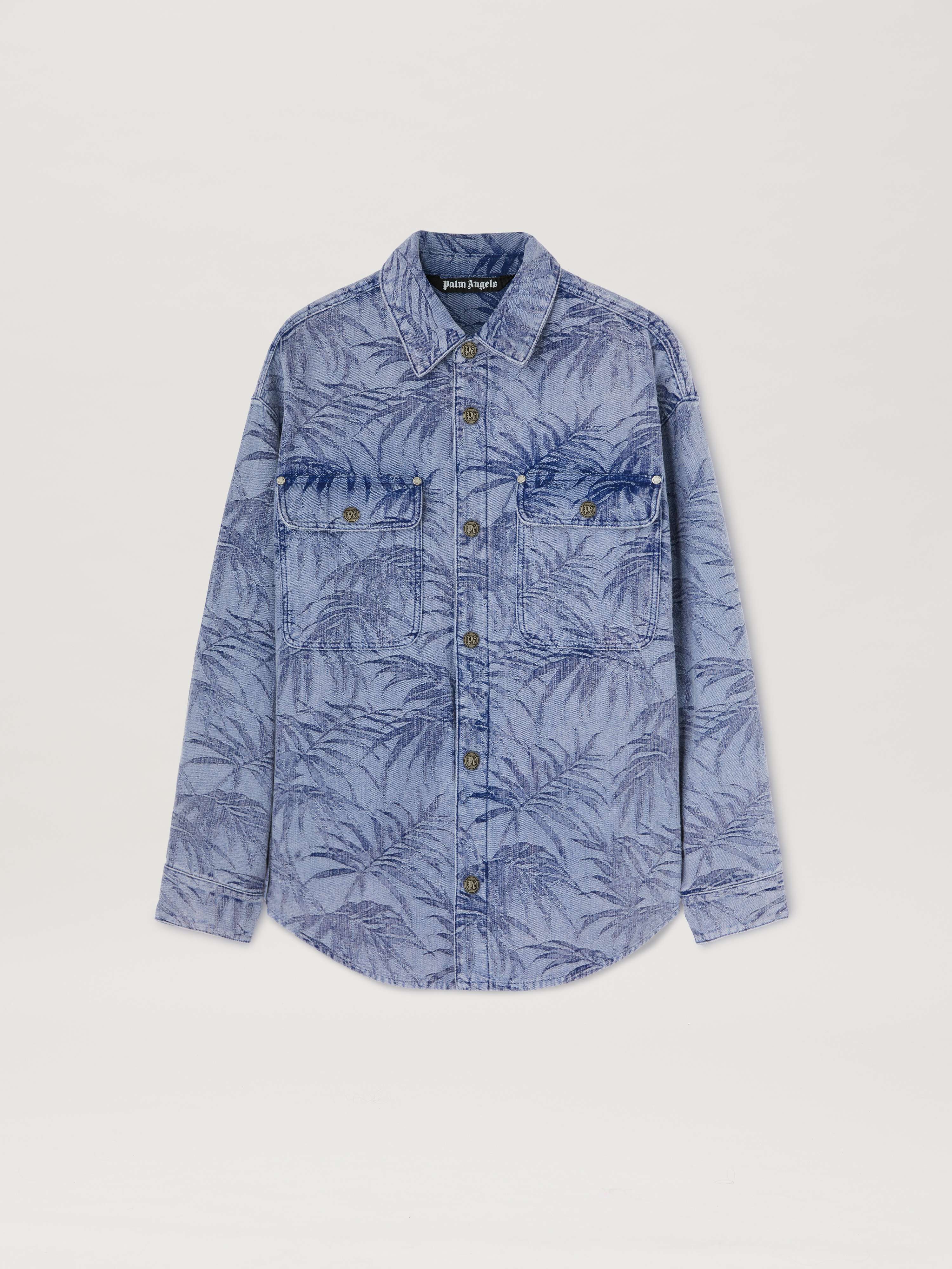 PALM ANGELS  Palm jacqured denim shirt LIGHT BLUE - LIGHT BLUE PMYD024S25DEN001