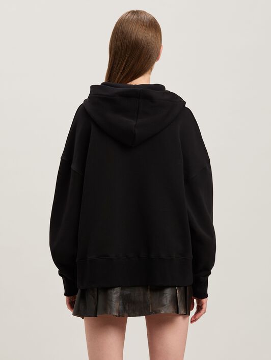 PALM ANGELS  College Hoodie BLACK - IVORY PWBB023S25FLE001