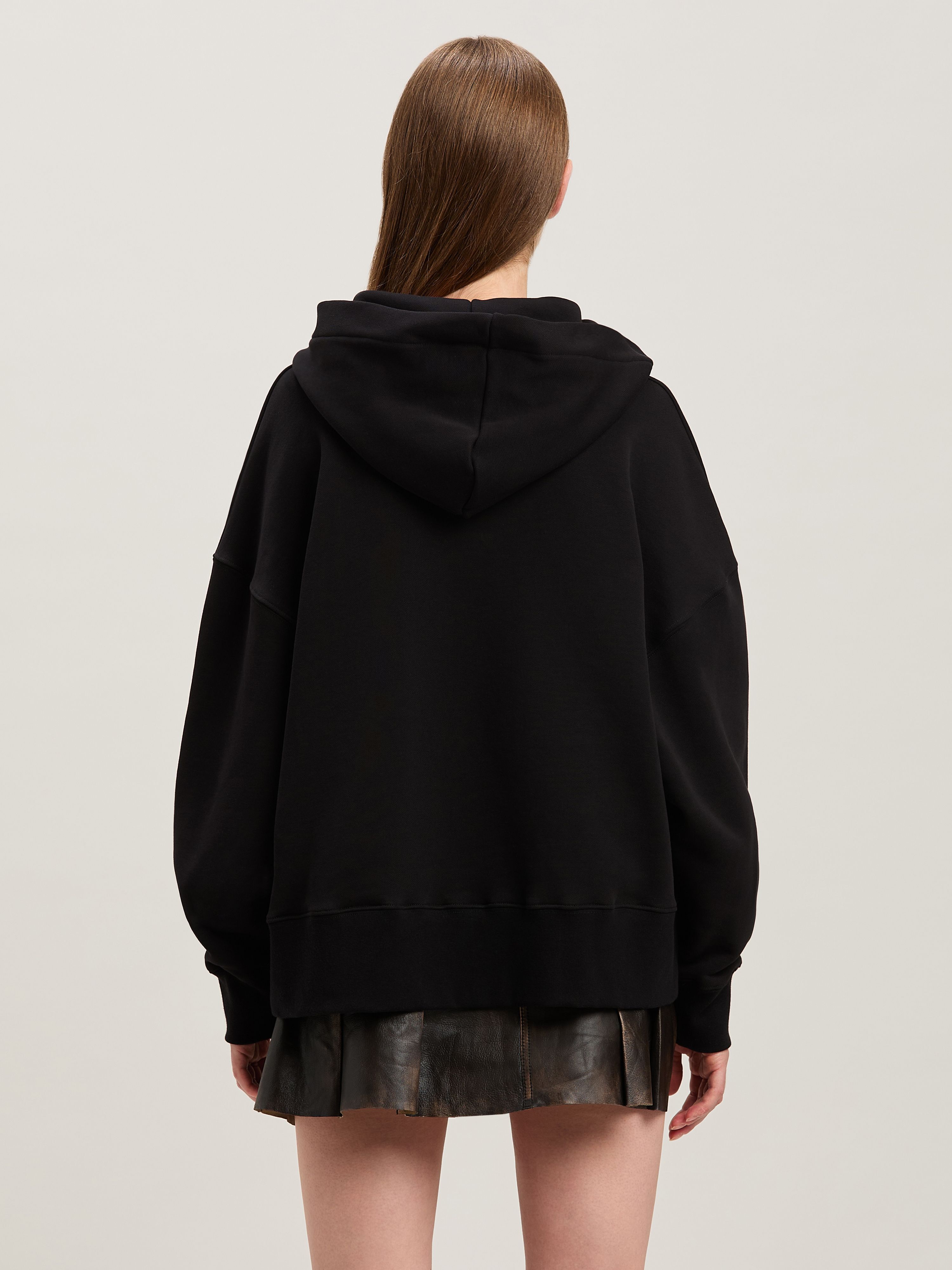 PALM ANGELS  College Hoodie BLACK - IVORY PWBB023S25FLE001