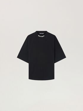 PALM ANGELS Classic Logo Oversized T-Shirt BLACK - OFF WHITE PAMAA05F26JR02