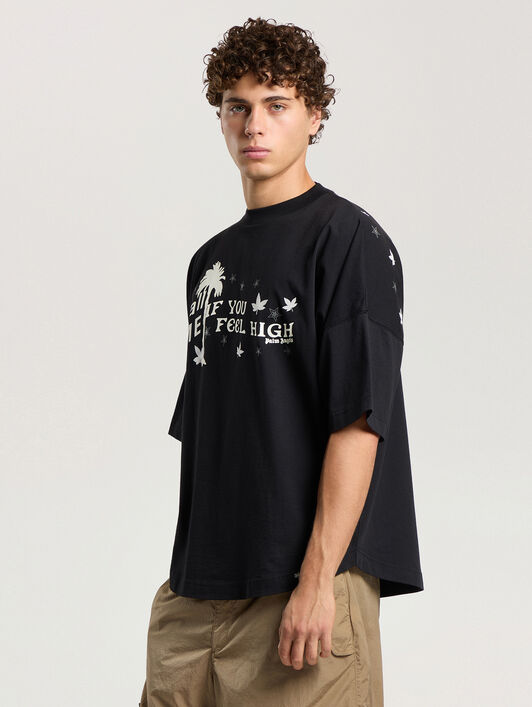 Feel High Oversized T-Shirt PALM ANGELS Feel High Oversized T-Shirt BLACK - OFF WHITE PAMAA05F26JR01