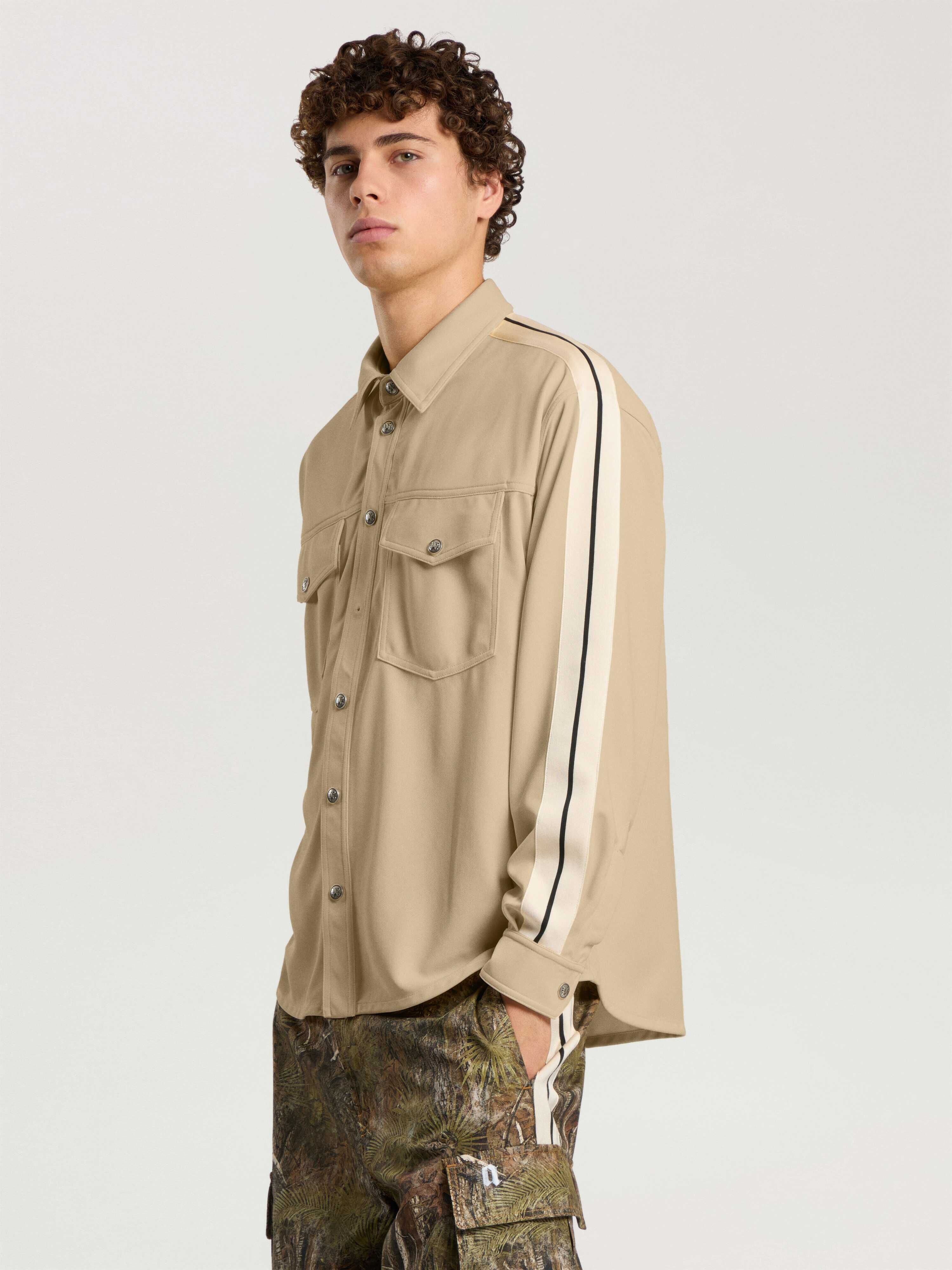 Logo 90' Track Jacket Shirt PALM ANGELS Logo 90' Track Jacket Shirt KAKI - BLACK PAMBN02F26FB01