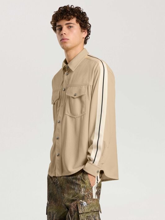 Logo 90' Track Jacket Shirt PALM ANGELS Logo 90' Track Jacket Shirt KAKI - BLACK PAMBN02F26FB01