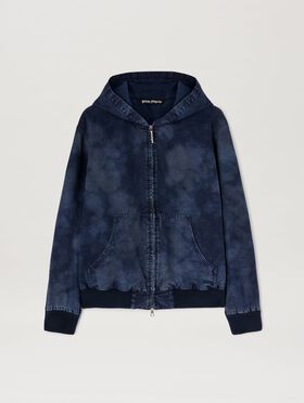 PALM ANGELS  Curved logo Dyed Bomber BLACK - OFF WHITE PMJA043S25LEA001