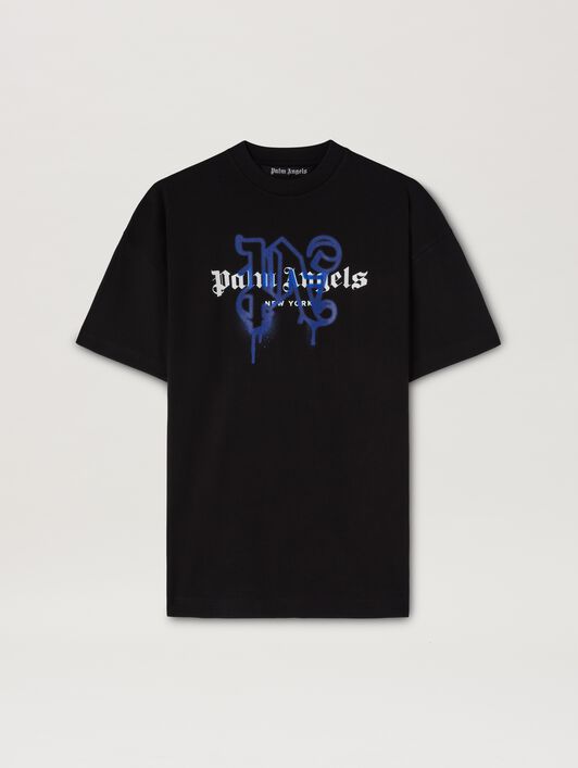 PALM ANGELS Monogram Spray City T-Shirt New York SCHWARZ PMAA001C99JER026